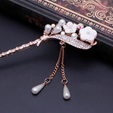 Qfdian gifts for women hot sale new Women Elegant Secluded Orchid Bobby Pin Fashion Hairpin Rhinestone Hair Stick