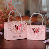 Qfdian Party gifts 50pcs/lot High-quality Laser Cut Butterfly Flower Gift Bags Candy Boxes Wedding favors Portable Gift Box Party Favor Decoration