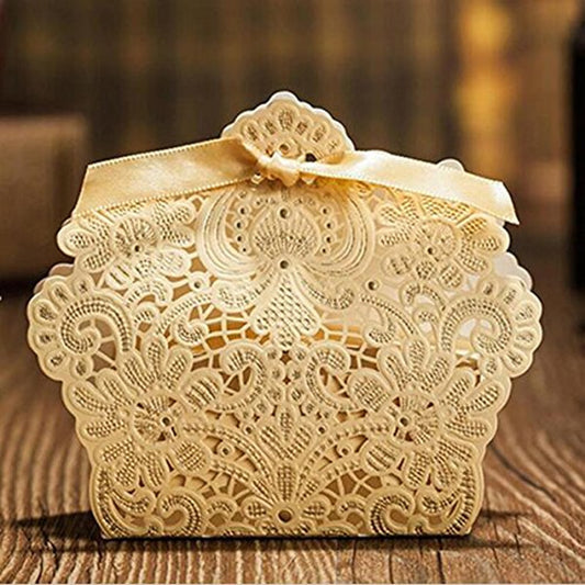 Qfdian Party decoration 25pcs/lot 50pcs/lot Laser Cut Favor Candy Box Paper Candy BOXS Gift Boxes Wedding Party Favor Decoration Wedding Decorations