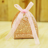 Qfdian Party decoration New 50pcs Rose Laser Cut Gift Candy Boxes Wedding Party Favor Hollow Carriage Baby Shower Favors With Ribbon