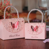 Qfdian Party gifts 50pcs/lot High-quality Laser Cut Butterfly Flower Gift Bags Candy Boxes Wedding favors Portable Gift Box Party Favor Decoration