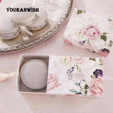 Qfdian Party gifts Party decoration hot sale new 50pcs/lot Floral Candy Box Drawer Design Party Favor Boxes Craft Paper Box with Tassel for Pulling