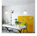 Qfdian home decor hot sale new Pendant Lamp Modern E27 Pendant Lights Wood  For Bedroom Hanging Lamp Nordic Aluminum Lampshade LED Bulb Kitchen Light