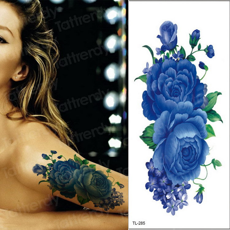 Qfdian tattoo body stickers rose peony lotus flowers tatoos temporales for women temporary tattoo sticker flower girls tatoo fake water