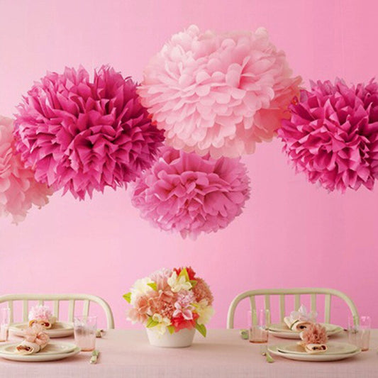 Qfdian Party decoration 40cm POM POM Tissue Paper Pom Poms Flower Balls Party Wedding Home Birthday Tea Party Decorations