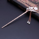 Qfdian gifts for women hot sale new Women Elegant Secluded Orchid Bobby Pin Fashion Hairpin Rhinestone Hair Stick
