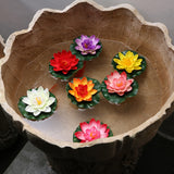Qfdian home decor hot sale new Artificial Lotus Simulation water lily flowers Pond Plant Ornament Floating Flower Home Garden Pond Decoration Floating Lotus