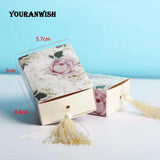 Qfdian Party gifts Party decoration hot sale new 50pcs/lot Floral Candy Box Drawer Design Party Favor Boxes Craft Paper Box with Tassel for Pulling