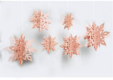 Qfdian Party decoration valentines day  6pcs/set Three-dimensional Hollow Snowflake Hanging Cardboard Party Christmas Happy Birthday Wedding Party Decoration for Home
