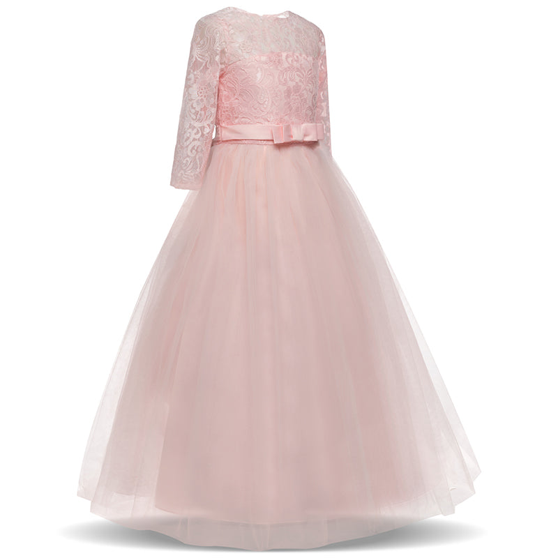 QFDIAN New Brand Flower Girls Dress Teenager Princess Wedding Party Kids Dresses for Girls Children Clothing 10 11 12 13 14 years