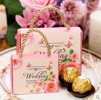 Qfdian wedding decorations for reception 50pcs Portable wedding candy box favors box paper gift bag packaging box for guests party decoration supplies