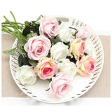 Qfdian valentines day gifts for her 10pcs/lot Single elegant single stem rose artificial flower rayon wedding wedding home accessories Valentine's Day gift flower