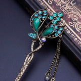 Qfdian gifts for women hot sale new HANFU  Women Elegant Butterfly Leaves Bobby Pin Fashion Hairpin Rhinestone Hair Stick