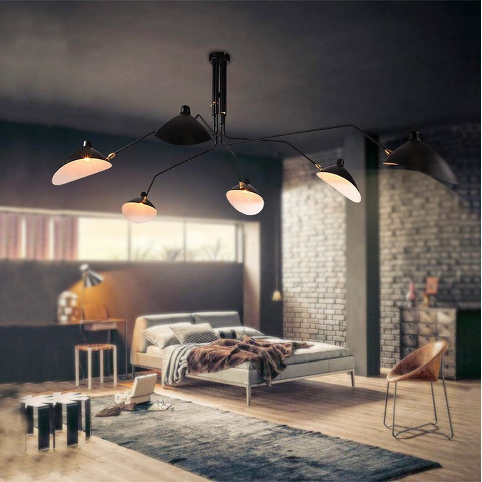 Qfdian home decor hot sale new Retro Serge Mouille Pendant Lights Nordic Industrial Simple LED Spider adjustable Lamp Living Bedroom Luminaire Industrial Lamp