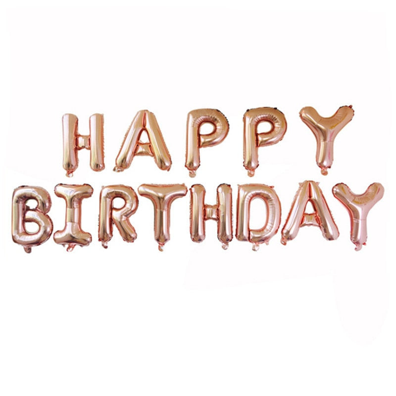 Qfdian Party decoration 16 Inch Happy Birthday Balloon Set Letter Foil Birthday Party Decoration Kids Rose Gold Confetti Happy Birthday Balloons Kids