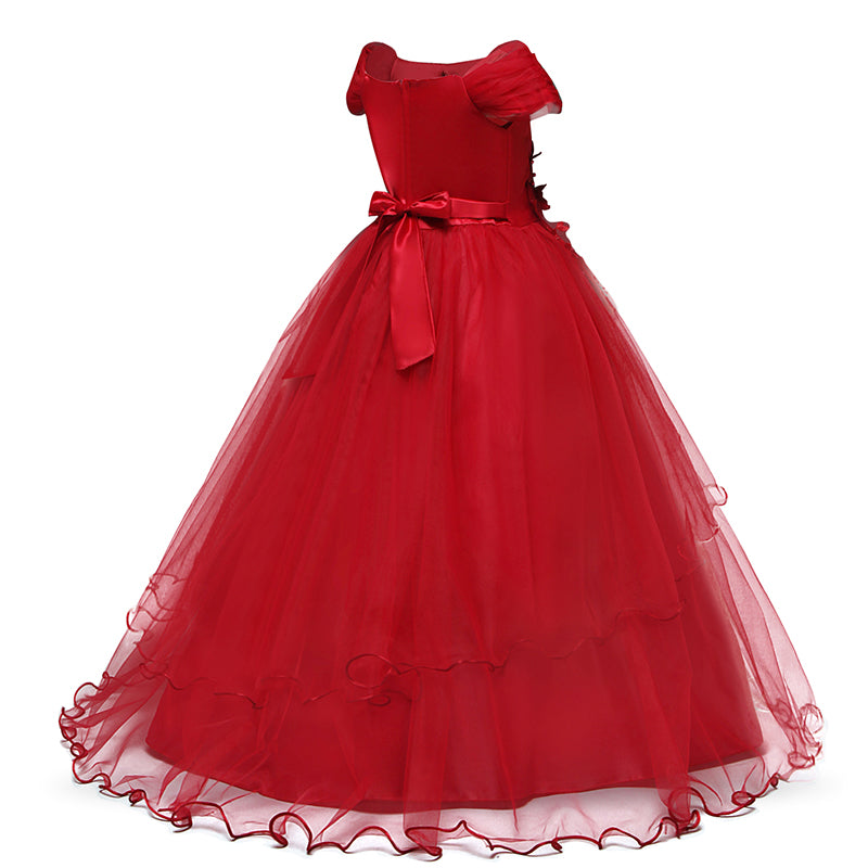 Qfdian  Girls Summer Dress Embroidery Bridesmaid Princess Dress Kids Dresses For Girls Children Party Wedding Dress 10 12 14 Years