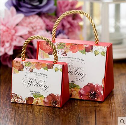 Qfdian wedding decorations for reception 50pcs Portable wedding candy box favors box paper gift bag packaging box for guests party decoration supplies