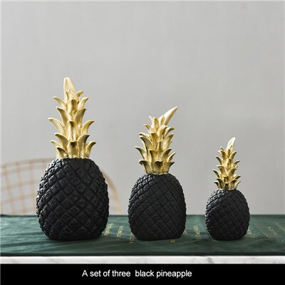 3 Colors Resin Pineapple Shaped Figurine Gold Black Nordic Style Crafts Miniatures Gift For Office Home Decoration Ornament