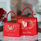 Qfdian Party gifts 50pcs/lot High-quality Laser Cut Butterfly Flower Gift Bags Candy Boxes Wedding favors Portable Gift Box Party Favor Decoration