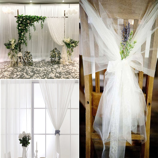 Qfdian wedding decorations 10m Crystal Tulle White Spool Sheer Organza Tulle Fabric for Wedding tulle Mariage Arch Decoration Party DIY Tulle Table Skirt