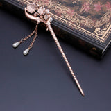 Qfdian gifts for women hot sale new Women Elegant Secluded Orchid Bobby Pin Fashion Hairpin Rhinestone Hair Stick