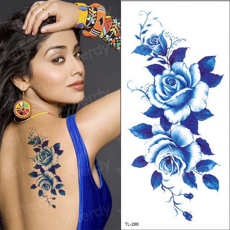 Qfdian tattoo body stickers rose peony lotus flowers tatoos temporales for women temporary tattoo sticker flower girls tatoo fake water