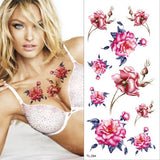 Qfdian tattoo body stickers rose peony lotus flowers tatoos temporales for women temporary tattoo sticker flower girls tatoo fake water