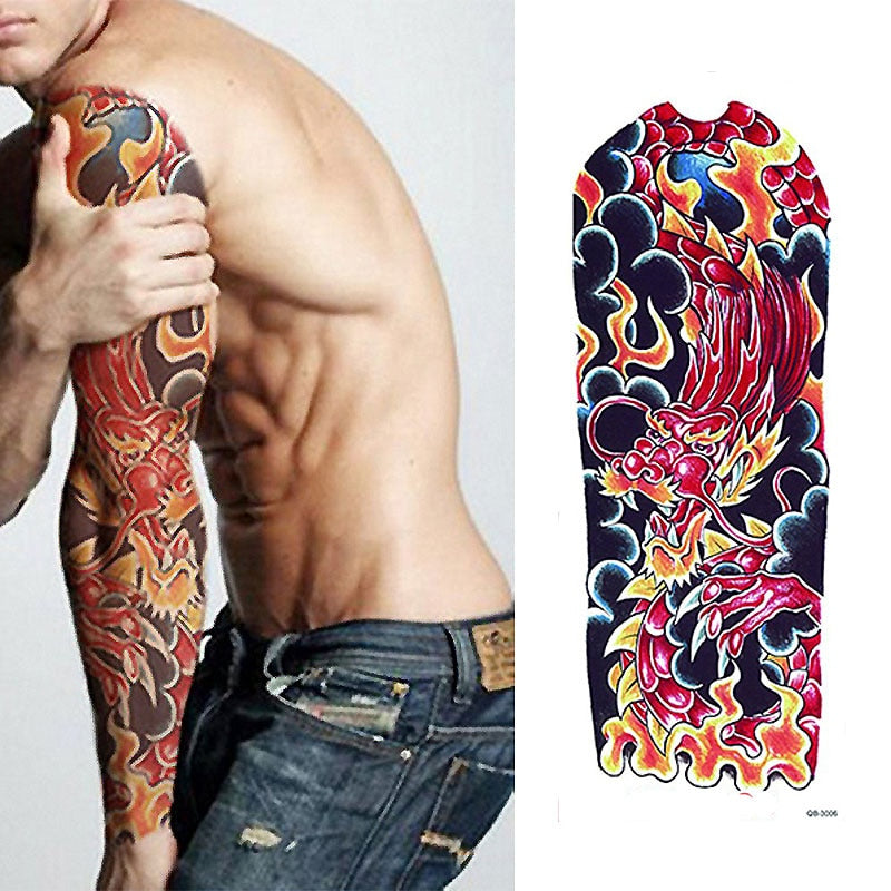 Qfdian gifts for women hot sale new Full Flower Arm Temporary Tattoo Sticker Rose Clock Body Art Water Transfer Fake Tatoo Sleeve For Men Women