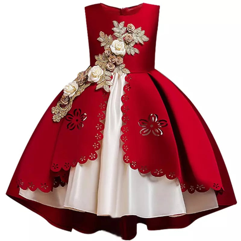 Qfdian halloween costumes christmas costumes Christmas Kids Dress For Girls Elegant Princess Dress Children Costume Girls Clothes Flower Girls Wedding Party vestidos 3-10 Y