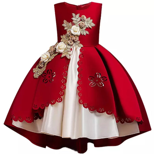 Qfdian halloween costumes christmas costumes Christmas Kids Dress For Girls Elegant Princess Dress Children Costume Girls Clothes Flower Girls Wedding Party vestidos 3-10 Y