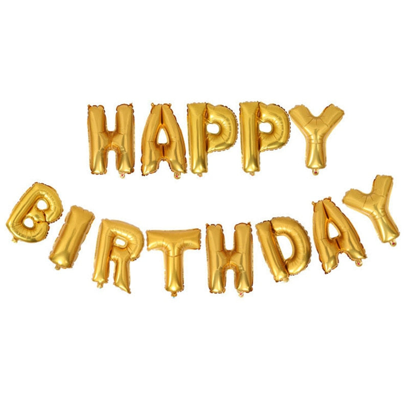 Qfdian Party decoration 16 Inch Happy Birthday Balloon Set Letter Foil Birthday Party Decoration Kids Rose Gold Confetti Happy Birthday Balloons Kids