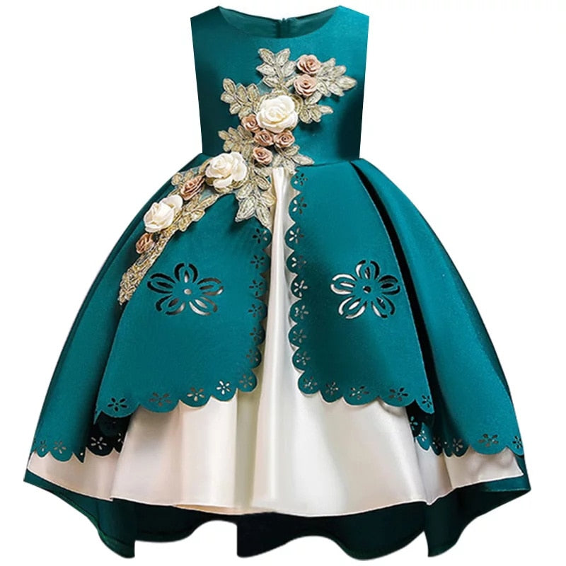 Qfdian halloween costumes christmas costumes Christmas Kids Dress For Girls Elegant Princess Dress Children Costume Girls Clothes Flower Girls Wedding Party vestidos 3-10 Y