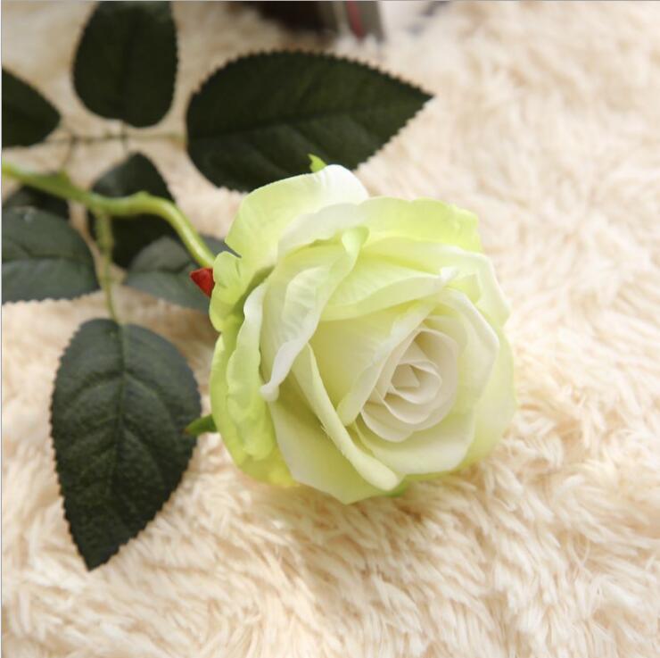 Qfdian valentines day gifts for her 10pcs/lot Single elegant single stem rose artificial flower rayon wedding wedding home accessories Valentine's Day gift flower