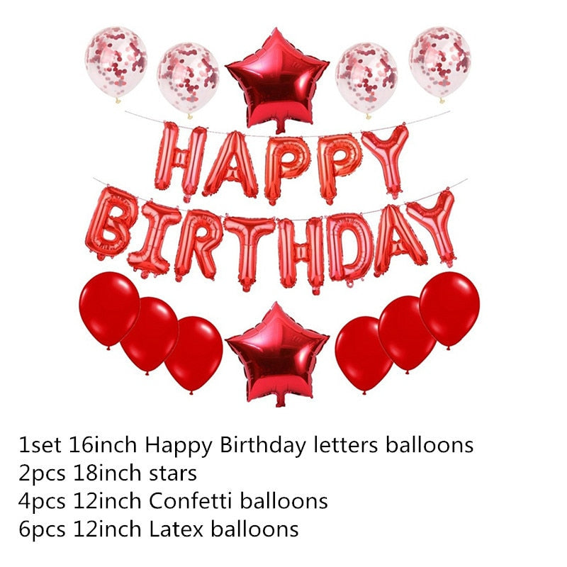 Qfdian Party decoration 16 Inch Happy Birthday Balloon Set Letter Foil Birthday Party Decoration Kids Rose Gold Confetti Happy Birthday Balloons Kids