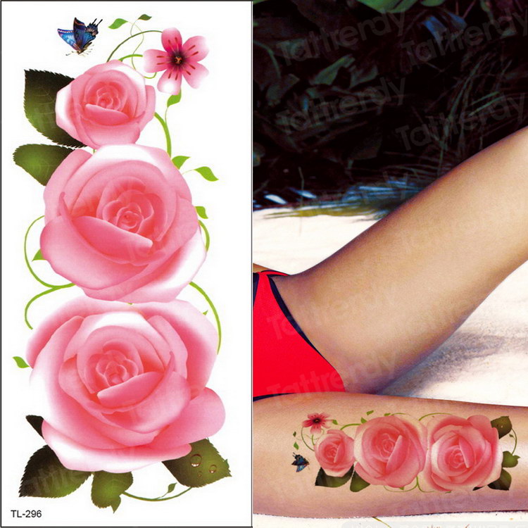 Qfdian tattoo body stickers rose peony lotus flowers tatoos temporales for women temporary tattoo sticker flower girls tatoo fake water
