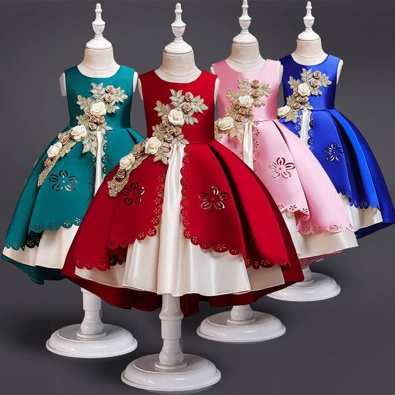 Qfdian halloween costumes christmas costumes Christmas Kids Dress For Girls Elegant Princess Dress Children Costume Girls Clothes Flower Girls Wedding Party vestidos 3-10 Y