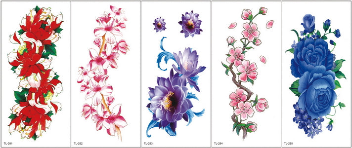 Qfdian tattoo body stickers rose peony lotus flowers tatoos temporales for women temporary tattoo sticker flower girls tatoo fake water