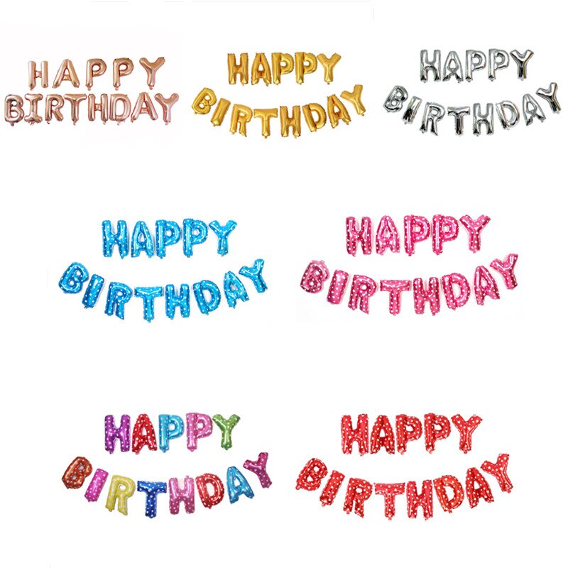 Qfdian Party decoration 16 Inch Letter Happy Birthday Foil Balloon Birthday Party Decoration Kids Boy Girl Event Supplies Helum Balloons