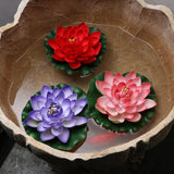Qfdian home decor hot sale new Artificial Lotus Simulation water lily flowers Pond Plant Ornament Floating Flower Home Garden Pond Decoration Floating Lotus