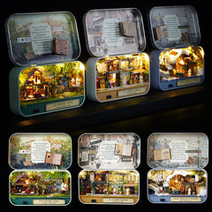 Qfdian Theater Box Miniature Doll House Furniture for Children Birthday Gift DIY Dollhouse Kit Build with Led Light Casa Toy