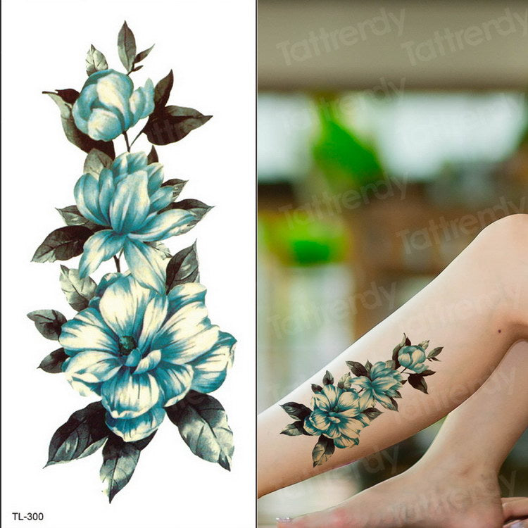 Qfdian tattoo body stickers rose peony lotus flowers tatoos temporales for women temporary tattoo sticker flower girls tatoo fake water