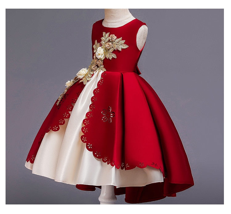 Qfdian halloween costumes christmas costumes Christmas Kids Dress For Girls Elegant Princess Dress Children Costume Girls Clothes Flower Girls Wedding Party vestidos 3-10 Y