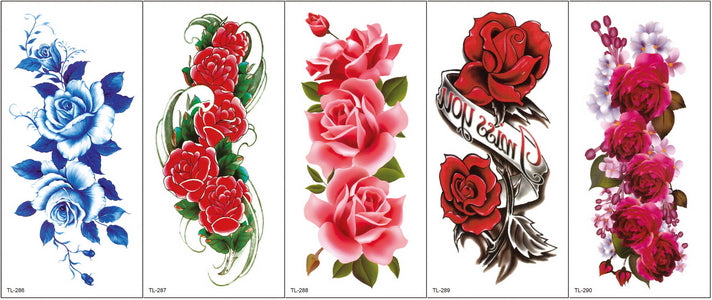 Qfdian tattoo body stickers rose peony lotus flowers tatoos temporales for women temporary tattoo sticker flower girls tatoo fake water