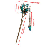 Qfdian gifts for women hot sale new HANFU  Women Elegant Butterfly Leaves Bobby Pin Fashion Hairpin Rhinestone Hair Stick