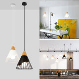 Qfdian home decor hot sale new Pendant Lamp Modern E27 Pendant Lights Wood  For Bedroom Hanging Lamp Nordic Aluminum Lampshade LED Bulb Kitchen Light