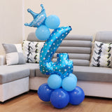 Qfdian Party decoration 1set 32inch Number Foil Balloons Digit Air Ballon Kids Birthday Party Festival Party Anniversary Crown Decor Supplies