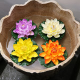 Qfdian home decor hot sale new Artificial Lotus Simulation water lily flowers Pond Plant Ornament Floating Flower Home Garden Pond Decoration Floating Lotus