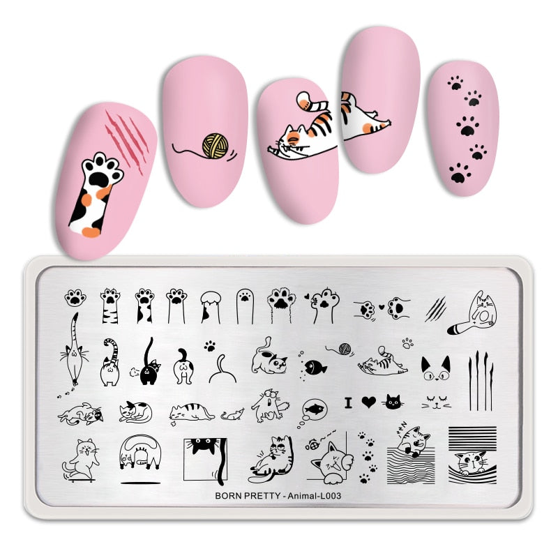 Qfdian Valentine Day Nail Stamping Plates Heart Love Animal Artist Stamping Template Nail Design Stencil Tools Manicure