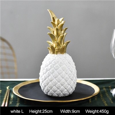 3 Colors Resin Pineapple Shaped Figurine Gold Black Nordic Style Crafts Miniatures Gift For Office Home Decoration Ornament