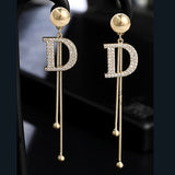Qfdian valentines day gifts for her 2022 new fashion jewelry luxury earrings statement tassel drop big gold earrings for women valentines day gift The banquet